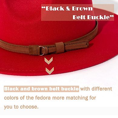 Vintage Wide Brim Fedora Hat With Belt Buckle
