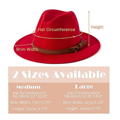 Vintage Wide Brim Fedora Hat With Belt Buckle