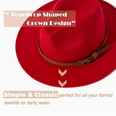 Vintage Wide Brim Fedora Hat With Belt Buckle