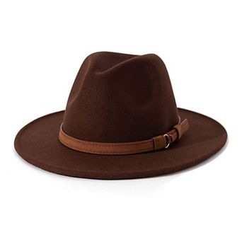 Vintage Wide Brim Fedora Hat With Belt Buckle