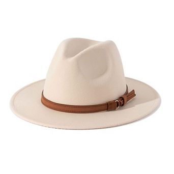 Vintage Wide Brim Fedora Hat With Belt Buckle