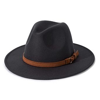 Vintage Wide Brim Fedora Hat With Belt Buckle