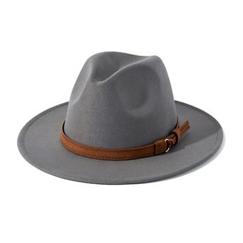 Vintage Wide Brim Fedora Hat With Belt Buckle