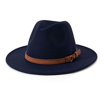 Vintage Wide Brim Fedora Hat With Belt Buckle