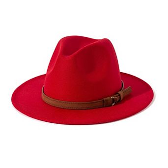 Vintage Wide Brim Fedora Hat With Belt Buckle