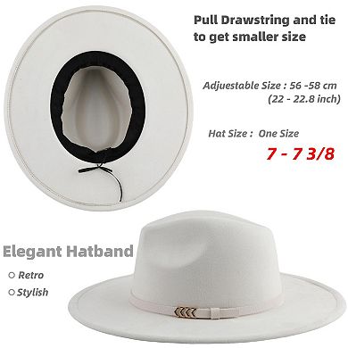 Wide Brim Fedora Felt Rancher Hat Belt