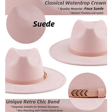 Wide Brim Fedora Felt Rancher Hat Belt