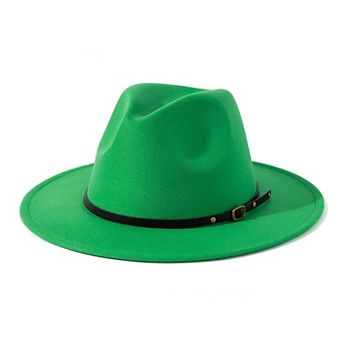 Women Belt Buckle Fedora Vintage Panama Hat Adjustable Fall Church Outdoor