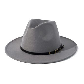 Women Belt Buckle Fedora Vintage Panama Hat Adjustable Fall Church Outdoor