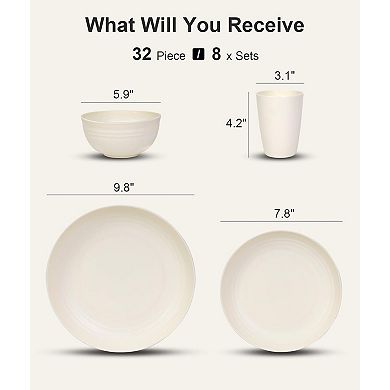 Unbreakable Dinnerware Set Camping RV Microwave Safe