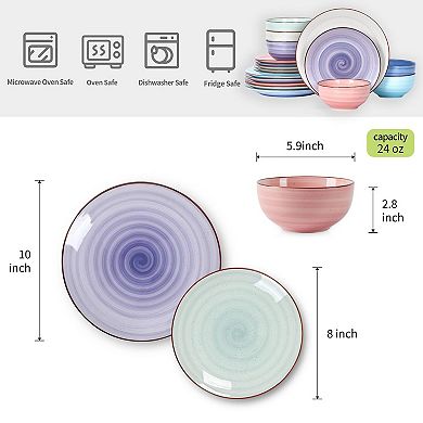 Ceramic Dinnerware Plates Scratch Resistant Dishwasher Microwave Safe