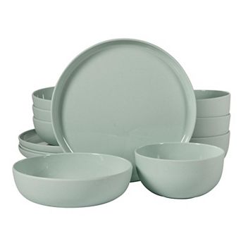 Cottage Stripes Dinnerware Set 12 pc Outdoor Camping Everyday
