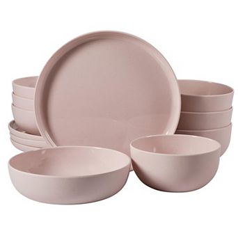 Cottage Stripes Dinnerware Set 12 pc Outdoor Camping Everyday