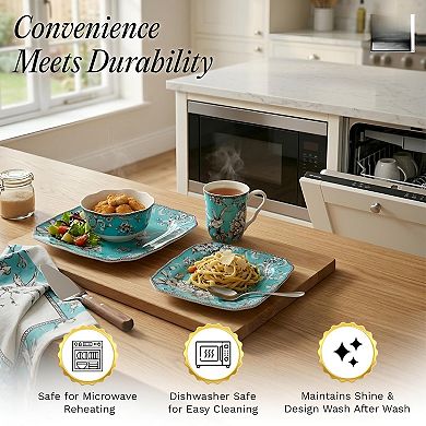 Adelaide Floral Porcelain Dinnerware Set Microwave Dishwasher Safe