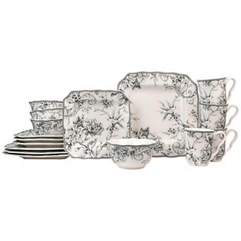Adelaide Floral Porcelain Dinnerware Set Microwave Dishwasher Safe