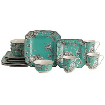 Adelaide Floral Porcelain Dinnerware Set Microwave Dishwasher Safe