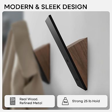 Beech Wood Coat Hooks Wall Mounted Mid-century Modern