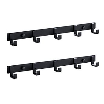 Wall Mounted Aluminum Hook Rack 5 Hooks 2 Pack