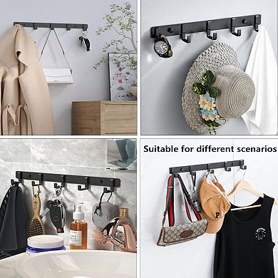 Wall Mounted Aluminum Hook Rack 5 Hooks 2 Pack