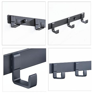 Wall Mounted Aluminum Hook Rack 5 Hooks 2 Pack