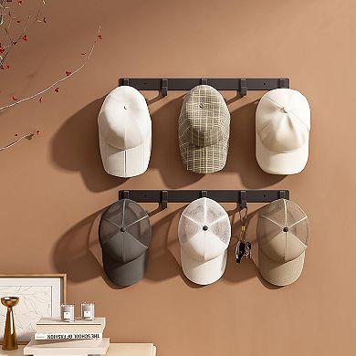 Wall Mounted Aluminum Hook Rack 5 Hooks 2 Pack