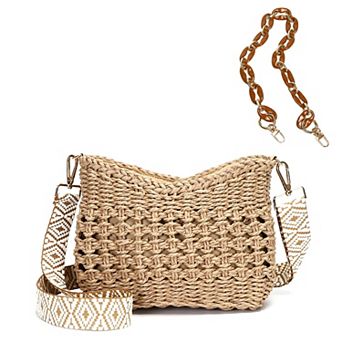 Straw Crossbody Bag Women Beach Handmade Woven Purse