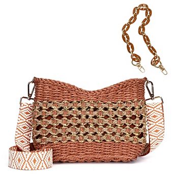 Straw Crossbody Bag Women Beach Handmade Woven Purse