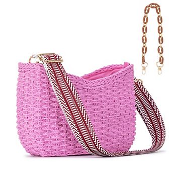 Straw Crossbody Bag Women Beach Handmade Woven Purse