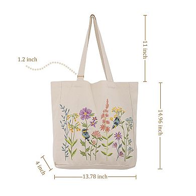 Autumn Birds Aesthetic Embroidery Canvas Tote
