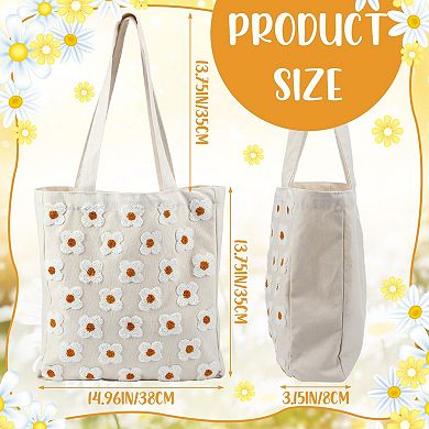 Embroidered Floral Canvas Tote Bag