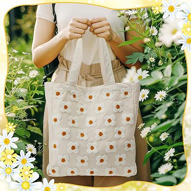 Embroidered Floral Canvas Tote Bag