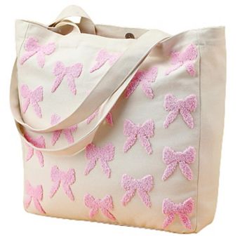 Embroidered Floral Canvas Tote Bag