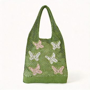Crochet Tote Bag Women Boho Butterfly Beach Travel Shopping