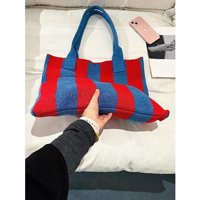 Women's Crocheted Tote Bag Aesthetic Shoulder Satchel