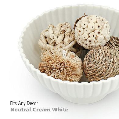 Ceramic Fruit Bowl Pedestal Farmhouse Decor Centerpiece