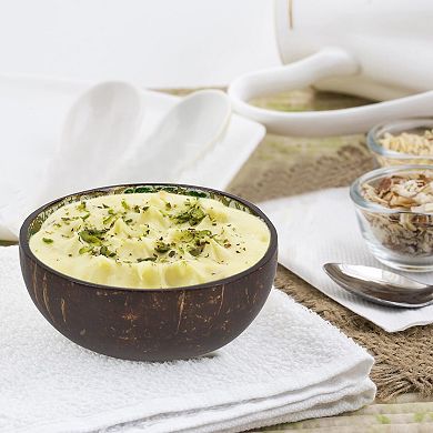 Coconut Shell Bowl Featuring Mother of Pearl Inlay Handcrafted Decorative Accent.