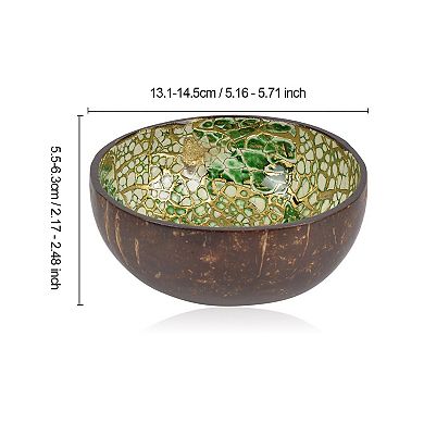 Coconut Shell Bowl Featuring Mother of Pearl Inlay Handcrafted Decorative Accent.
