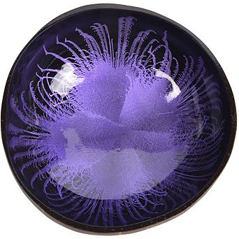 Coconut Shell Bowl Featuring Mother of Pearl Inlay Handcrafted Decorative Accent.