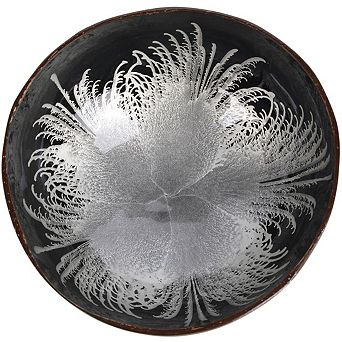 Coconut Shell Bowl Featuring Mother of Pearl Inlay Handcrafted Decorative Accent.