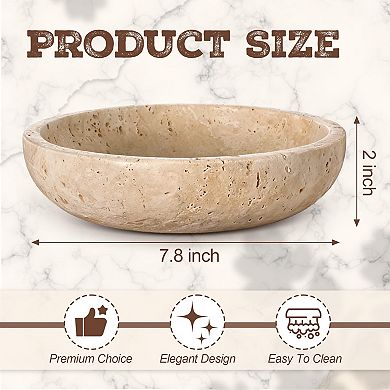 Travertine Stone Bowl Decorative Round Entryway Key Fruit Table Centerpiece