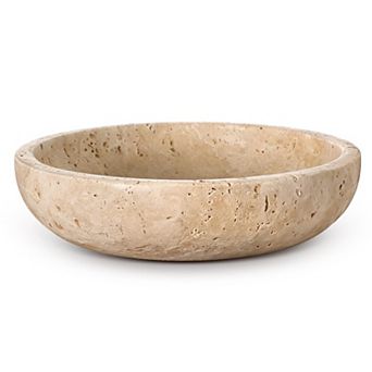 Travertine Stone Bowl Decorative Round Entryway Key Fruit Table Centerpiece