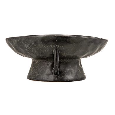 Stoneware Bowl With Handle And Base Reactive Glaze
