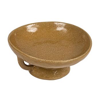 Stoneware Bowl With Handle And Base Reactive Glaze