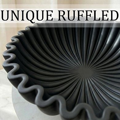 Scalloped Fruit Bowl Decorative Kitchen Entryway Table Decor