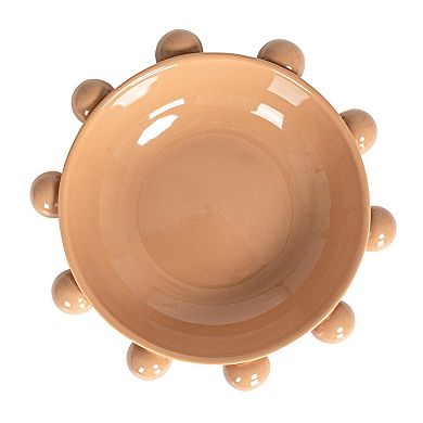Stoneware Bowl With Orbs And Reactive Glaze