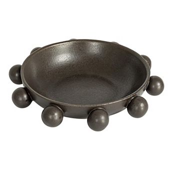 Stoneware Bowl With Orbs And Reactive Glaze