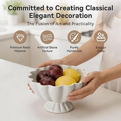 Pedestal Ruffle Bowl Centerpiece Handicraft Decor