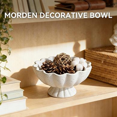 Pedestal Ruffle Bowl Centerpiece Handicraft Decor