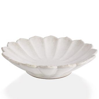Flower Shaped Ceramic Decorative Bowl Ruffled Edge Centerpiece Home Decor Gift
