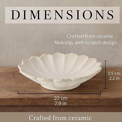 Flower Shaped Ceramic Decorative Bowl Ruffled Edge Centerpiece Home Decor Gift